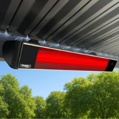 Hygge 3kW infrared heater under the pergola beam