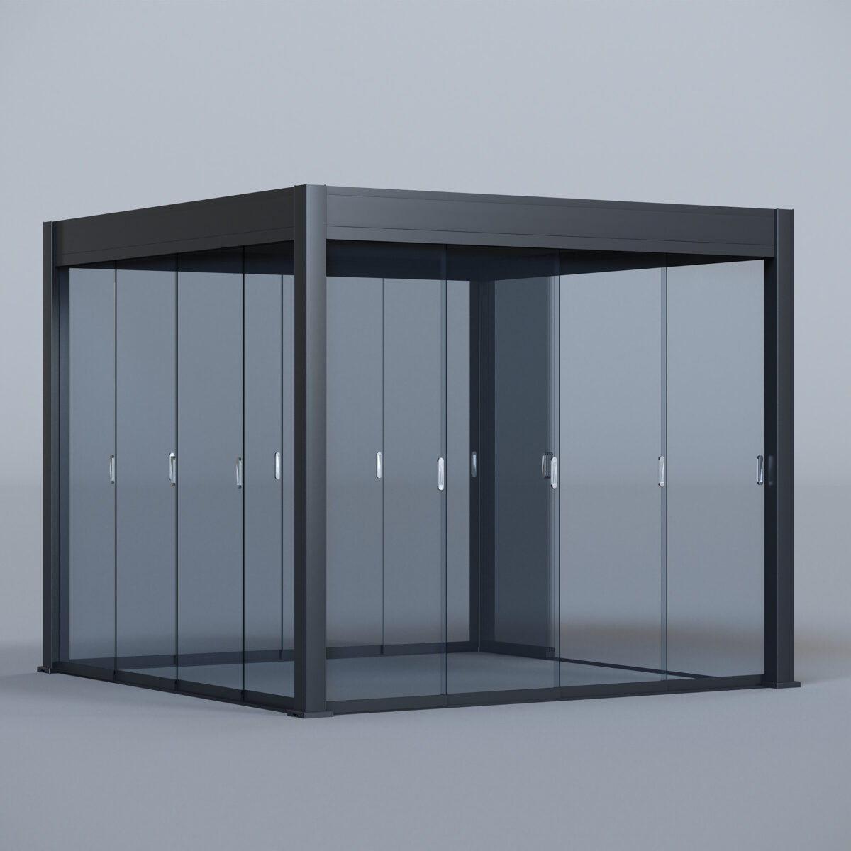 Sliding glass panels part open