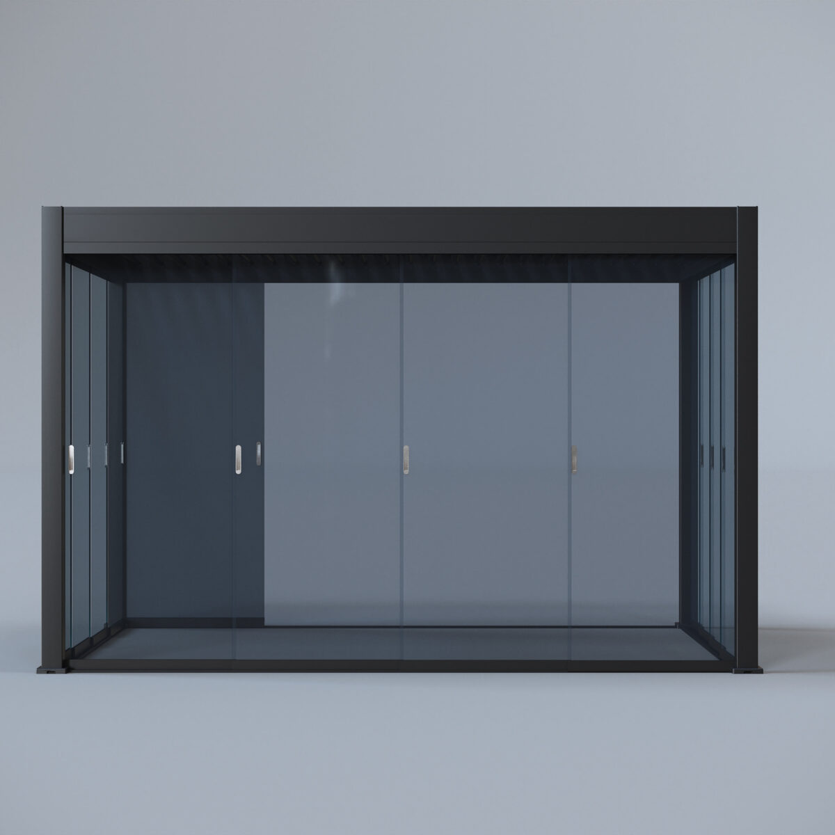Sliding glass panels on a 4m side