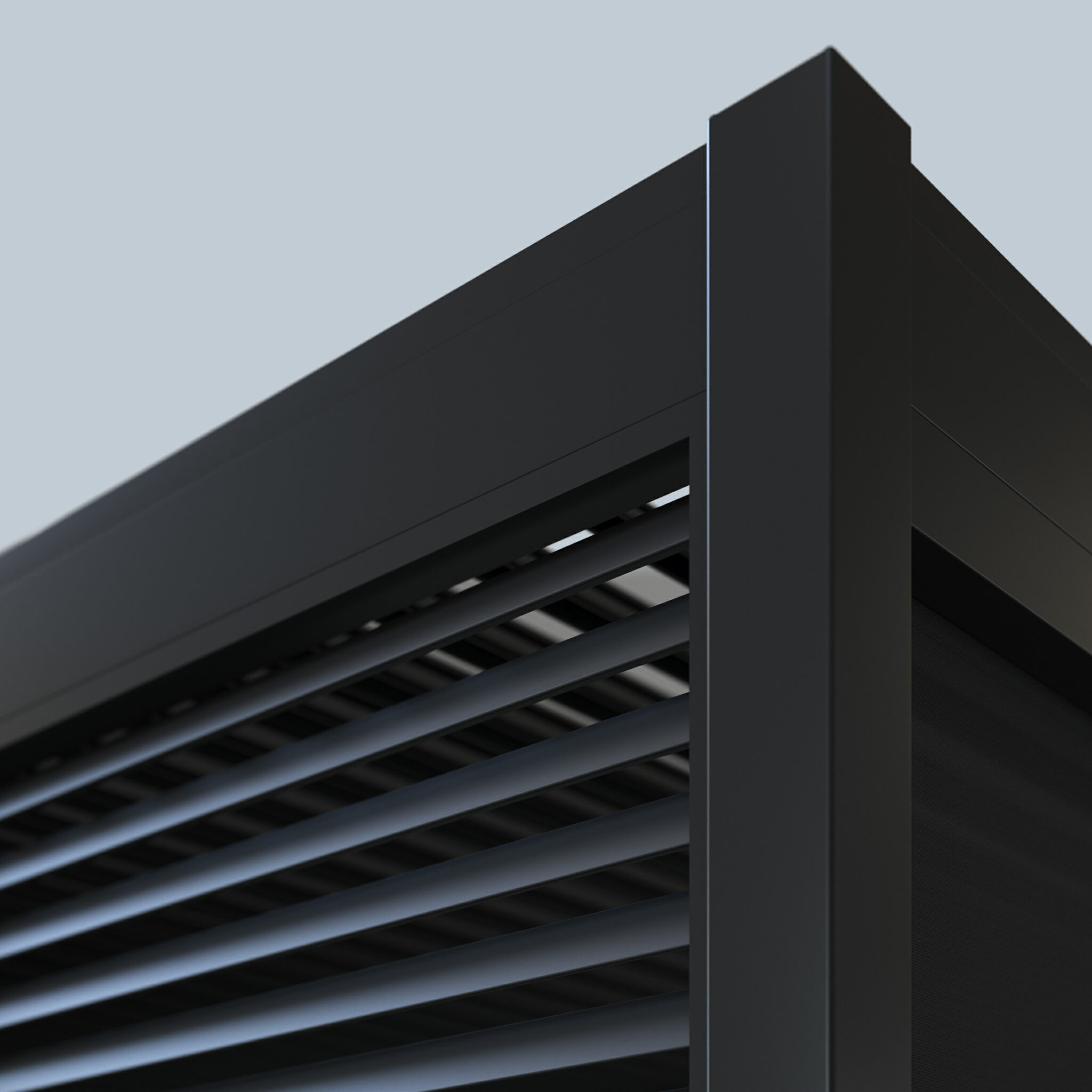Hygge pergola post and beam detailed view