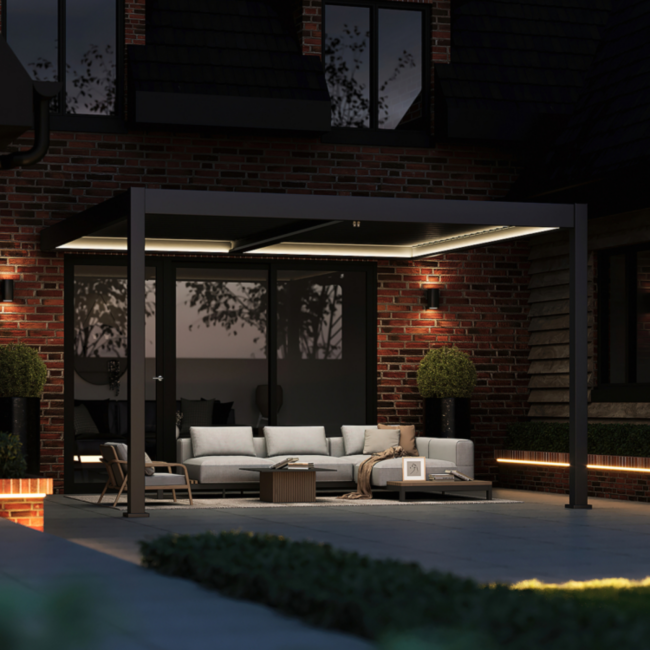 Hygge™ Aluminium Wall mounted Pergola With Lighting System